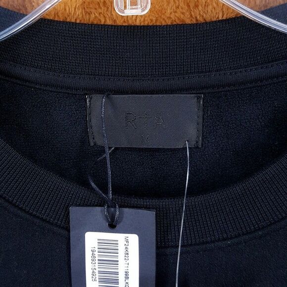 RTA Sweatshirt Mens Medium Black Pullover Crew Logo CHARLES in GOTHIC $170 - Picture 7 of 12